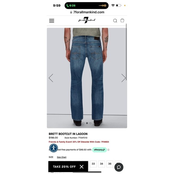 7 for all mankind Brett style size 29 - Picture 1 of 12